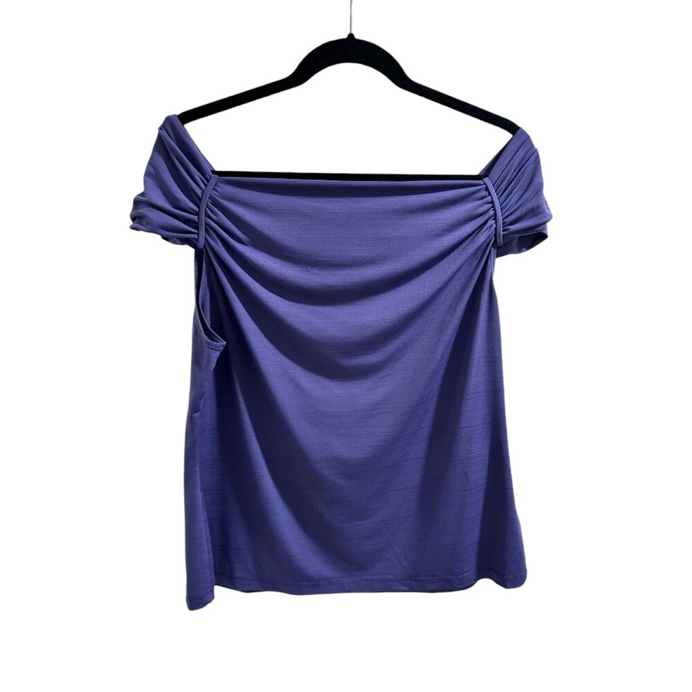 🌸3/$15🌸Deep Purple Wide Neck Capped Shoulder Business Casual Blouse sz XL
